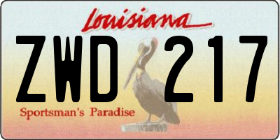 LA license plate ZWD217
