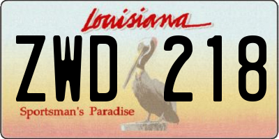 LA license plate ZWD218