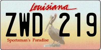 LA license plate ZWD219