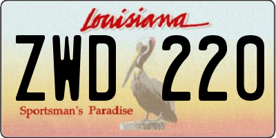 LA license plate ZWD220