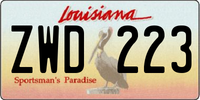 LA license plate ZWD223