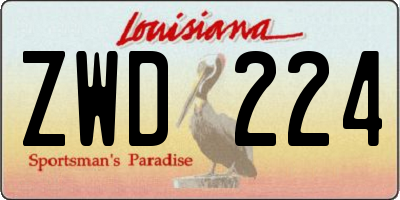 LA license plate ZWD224