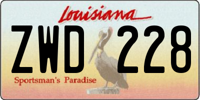 LA license plate ZWD228