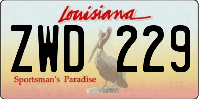 LA license plate ZWD229