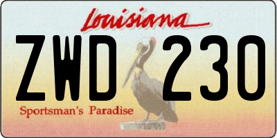 LA license plate ZWD230