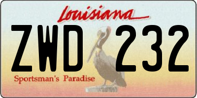 LA license plate ZWD232