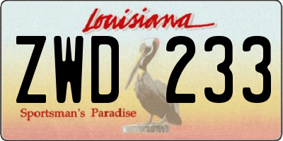 LA license plate ZWD233