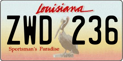 LA license plate ZWD236