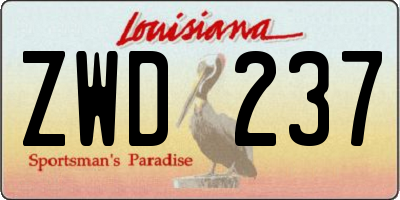 LA license plate ZWD237