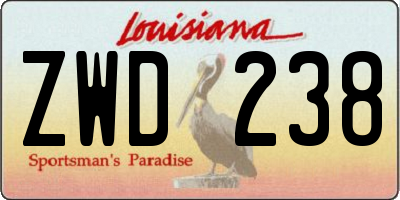 LA license plate ZWD238