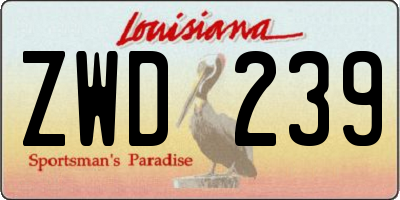 LA license plate ZWD239