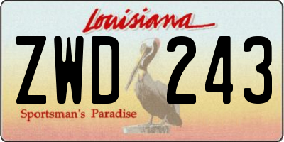 LA license plate ZWD243