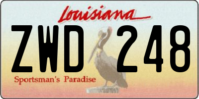 LA license plate ZWD248