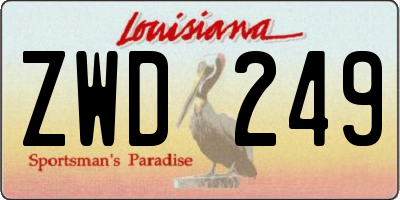 LA license plate ZWD249