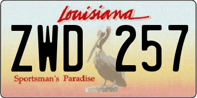 LA license plate ZWD257