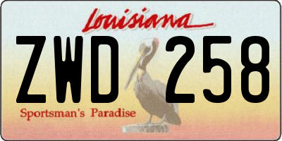 LA license plate ZWD258