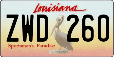 LA license plate ZWD260