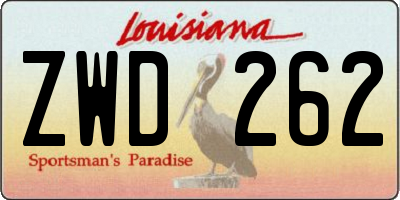 LA license plate ZWD262