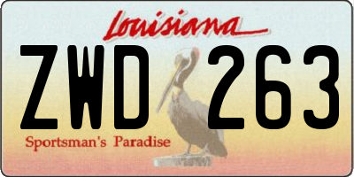 LA license plate ZWD263