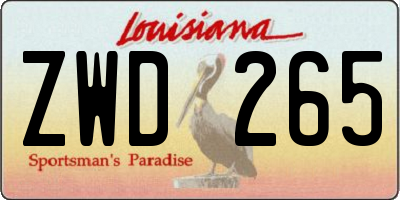 LA license plate ZWD265