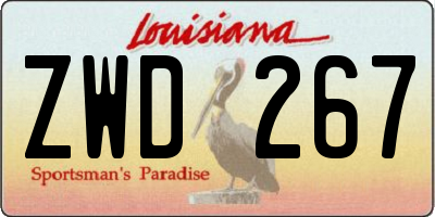 LA license plate ZWD267