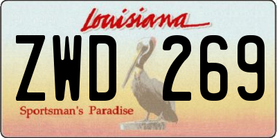 LA license plate ZWD269