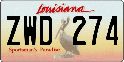 LA license plate ZWD274