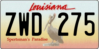 LA license plate ZWD275