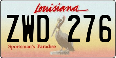 LA license plate ZWD276