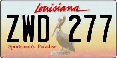 LA license plate ZWD277