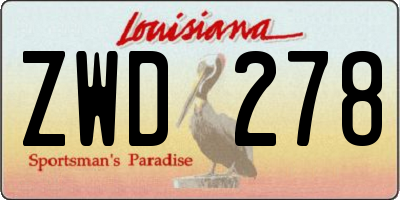 LA license plate ZWD278