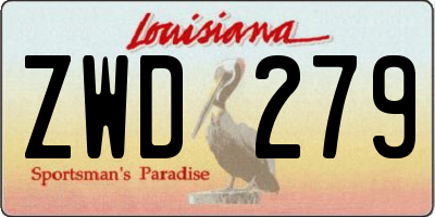 LA license plate ZWD279