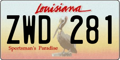 LA license plate ZWD281