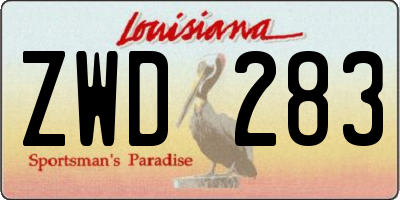 LA license plate ZWD283