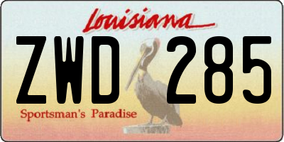 LA license plate ZWD285