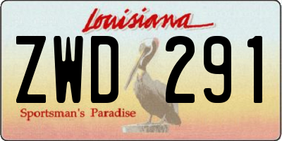 LA license plate ZWD291