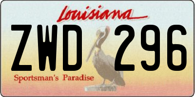 LA license plate ZWD296
