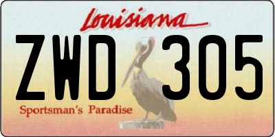 LA license plate ZWD305
