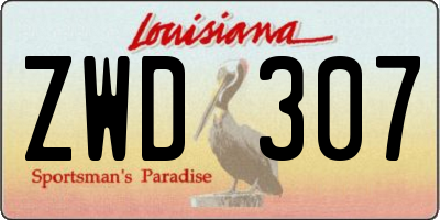 LA license plate ZWD307