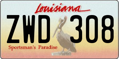 LA license plate ZWD308