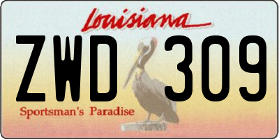 LA license plate ZWD309