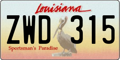 LA license plate ZWD315