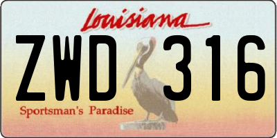LA license plate ZWD316