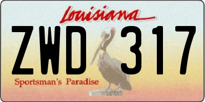 LA license plate ZWD317