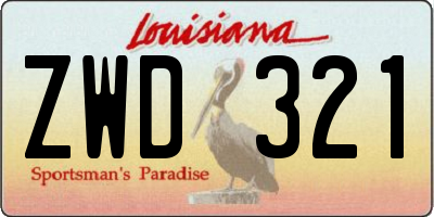 LA license plate ZWD321