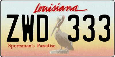 LA license plate ZWD333