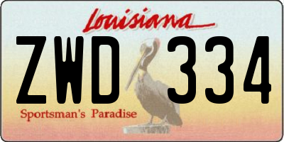 LA license plate ZWD334