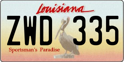 LA license plate ZWD335