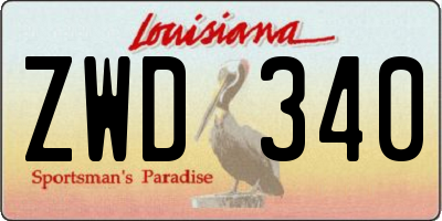 LA license plate ZWD340
