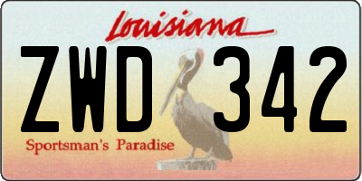 LA license plate ZWD342